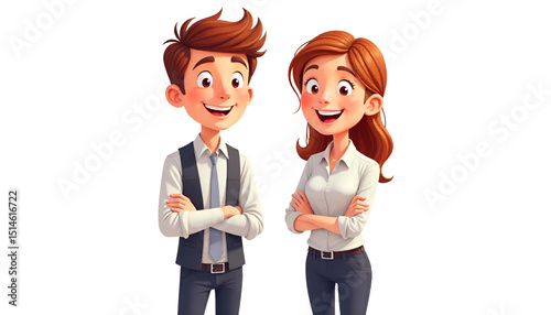 host couple flat design illustration
