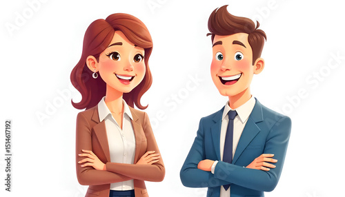host couple flat design illustration