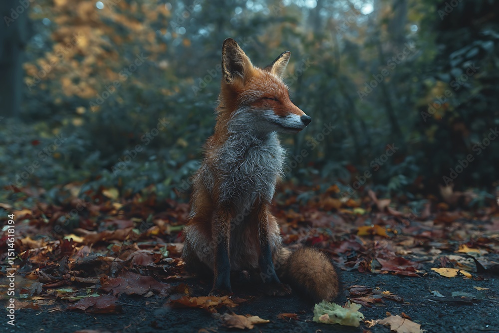 Obraz premium Red fox serene in autumn light