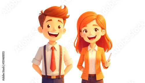 host couple flat design illustration
