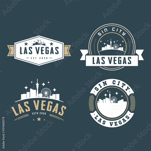 Fun vector design of Las Vegas city silhouette suitable for stickers or prints	