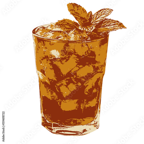 Refreshing iced tea with mint garnish perfect for summer drink recipe and beverage photography ideas c on transparent background