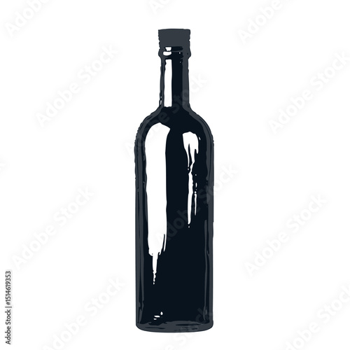 Blue glass bottle with cork stopper product photography still life isolated on black background studio shot on transparent background