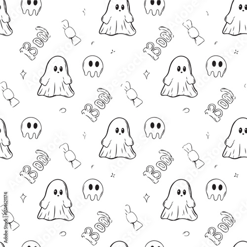 seamless pattern with ghost boo