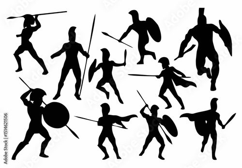 medieval fantasy warrior silhouettes, dramatic lighting, epic fantasy, highly detailed, cinematic, moody, dark, dramatic, heroic poses, dynamic action poses
