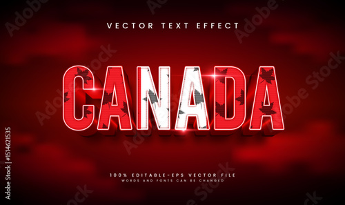 3d modern Canada style, editable vector text effect. Suitable for celebrate canada event theme.