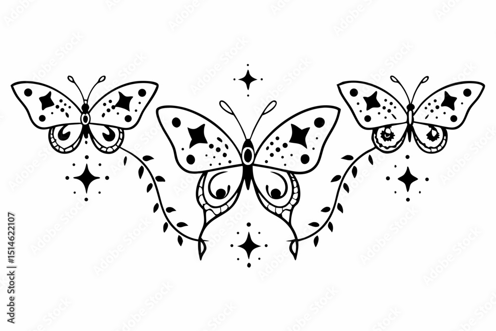 set of butterflies