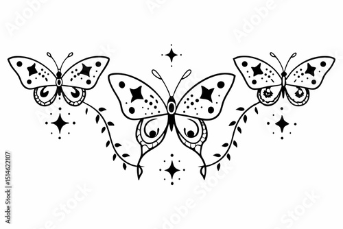 set of butterflies