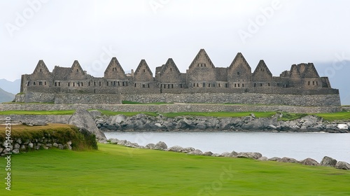Ancient Stone Fortress Ruins by the Sea: Coastal Archaeological Site photo