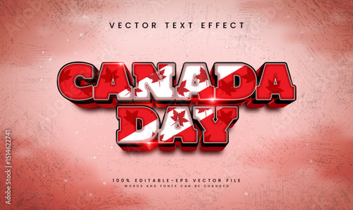 3d Canada style, editable vector text effect. Suitable for celebrate canada event theme.