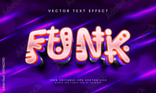 Pop funk purple, editable vector text effect. Suitable for happy time event.