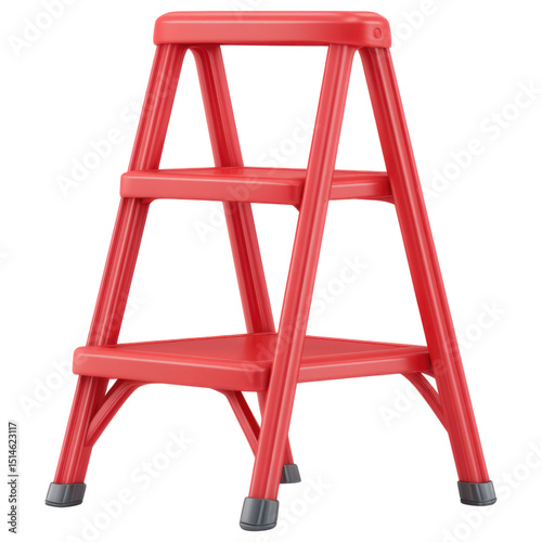 Red step stool with two steps for home decoration and practical use in reaching high places safely and comfortably