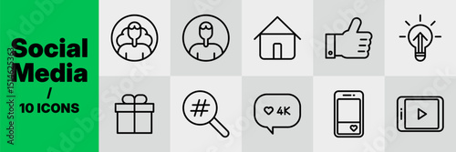 소셜 미디어 마케팅 라인 아이콘 세트 - Social Media Marketing Line Icon Set