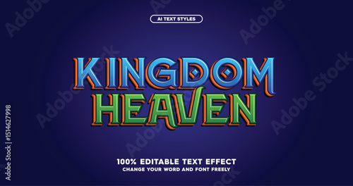 Kingdom Heaven: Tech-inspired online game, blending modern style with high energy. Editable vector format for flexibility.	