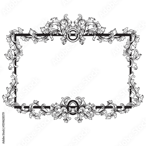 vintage baroque frame border with floral ornament