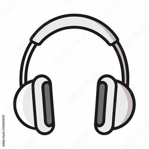 World Music Day Doodle over-ear headphones icon for music streaming or audio branding. Classic hand-drawn headphones for digital audio, music apps, or listening illustrations. Vector Art Illustration 