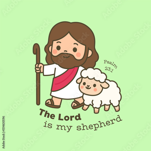 Jesus Walking with a Lamb from Psalm 23 1