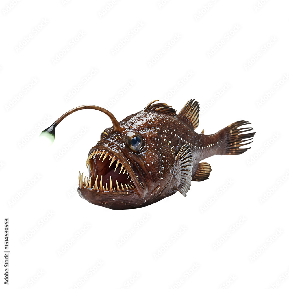 Fototapeta premium Anglerfish: Deep Sea Creature with Bioluminescent Lure