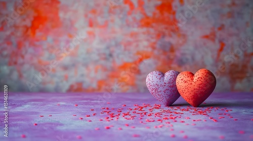 Romantic Purple and Red Hearts Valentine's Day Decor