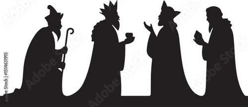 Silhouette of a Little Angel Flying with a Star