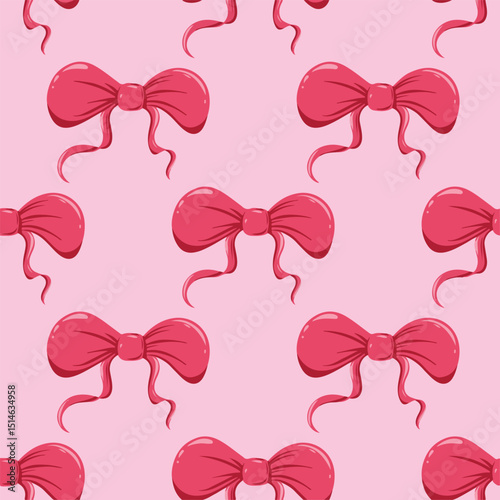 seamless pattern with pink ribbon illustration art