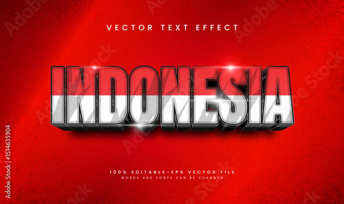 3d Indonesia style, editable vector text effect. Asian concept, suitable for celebrating indonesia event theme.