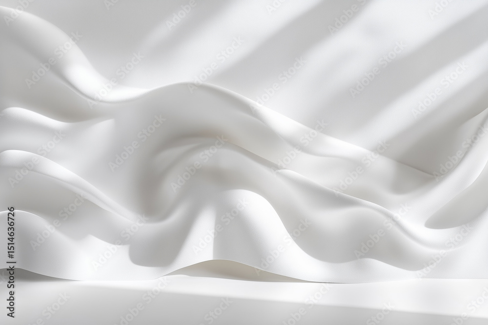 Obraz premium Smooth luxury white silk satin fabric with soft flowing texture and delicate wave pattern