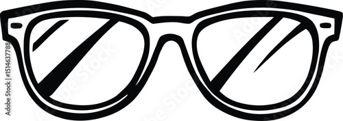 Stylish black and white eyeglasses outline vector icon for smart fashion and eyewear design