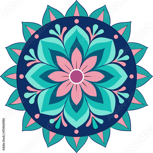 Floral sacred geometry mandala with calming ornamental balance and detailed radial harmony for meditation