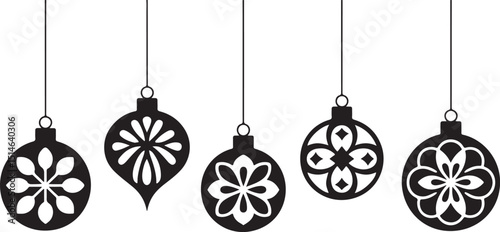 Five Elegant Black and White Christmas Ornaments