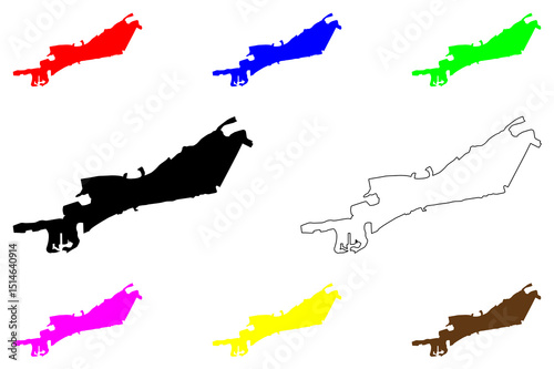 Bandar Abbas city (Islamic Republic of Iran, Persia, IRI, Hormozgan province) map vector illustration, scribble sketch Bandar-e-Abbas map