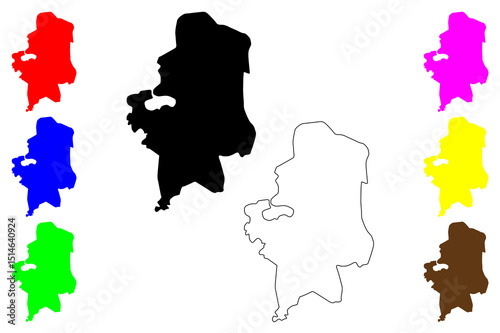 Babol city (Islamic Republic of Iran, Persia, IRI, Mazandaran province) map vector illustration, scribble sketch City of Orange Blossoms or Global City of Wetlands map