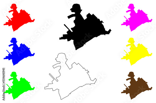 Bandar-e Mahshahr city (Islamic Republic of Iran, Persia, IRI, Khuzestan province) map vector illustration, scribble sketch Bandar Mahshahr map