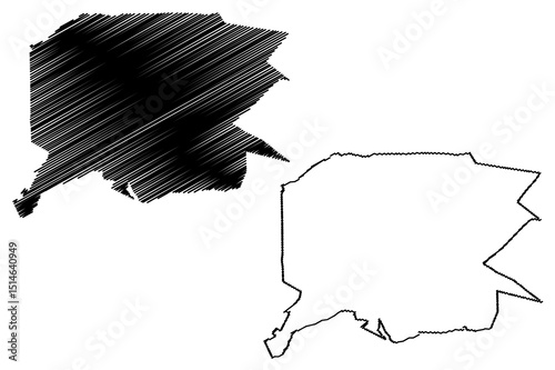 Uberlandia City (Federative Republic of Brazil, Minas Gerais State) map vector illustration, scribble sketch City of Uberlandia map