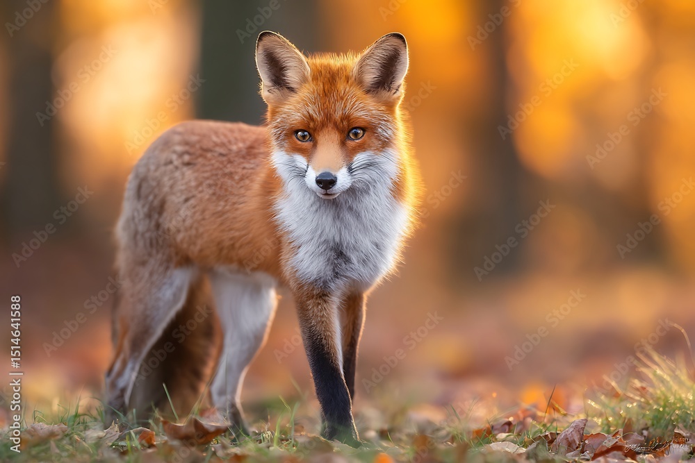 Fototapeta premium Red fox portrait in autumn light