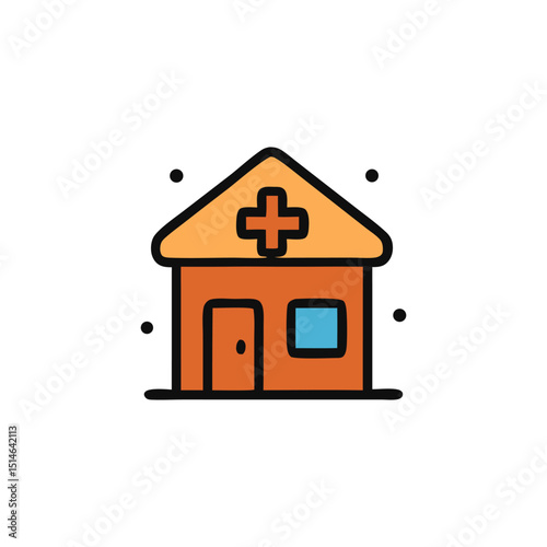 Healthcare facility cartoon hospital illustration. Perfect for medical, healthcare, and insurancerelated designs for a professional and engaging appeal.