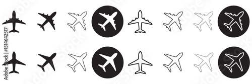 Plane icon set. Flight transport symbol. Airplane icon vector. Travel flat illustration. Travel symbol. Vector EPS 10