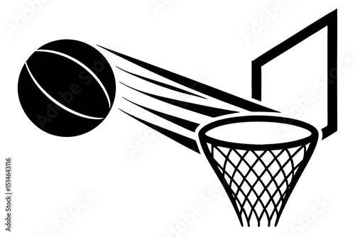 "Minimalist Black and White Basketball Vector – Clean Sports Equipment Illustration"