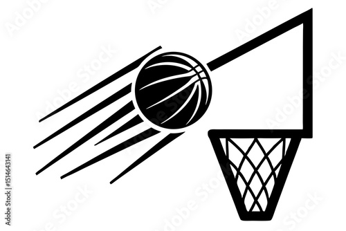 "Minimalist Black and White Basketball Vector – Clean Sports Equipment Illustration"