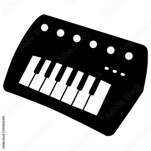 Vintage Synthesizer Keyboard – Black and White Vector Illustration"