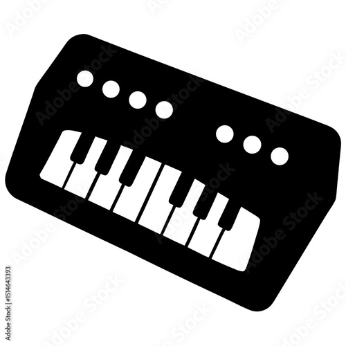 Vintage Synthesizer Keyboard – Black and White Vector Illustration"