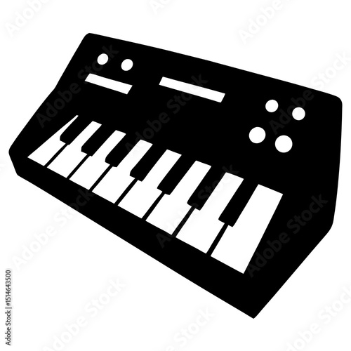 Vintage Synthesizer Keyboard – Black and White Vector Illustration"