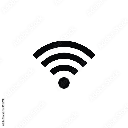 Simple Black and White Wifi Signal Icon for Wireless Network Connection and Internet Connectivity Symbol