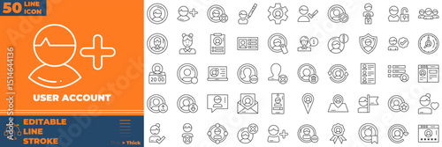 User account Line Editable Icons set. Vector illustration in modern thin line style of user account icons: profile, password, login, username, etc