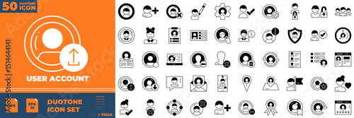 User account Duotone Editable Icons set. Vector illustration in modern thin duotone style of user account icons: profile, password, login, username, etc