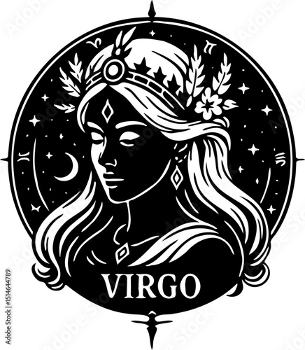 virgo zodiac logo silhouette vector illustration, isolated on white