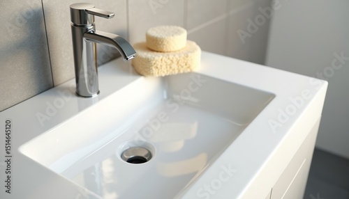 Loofah sponge on clean sink