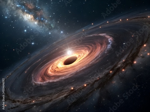 Black hole art illustration,planet with space, planet with stars, planet in space