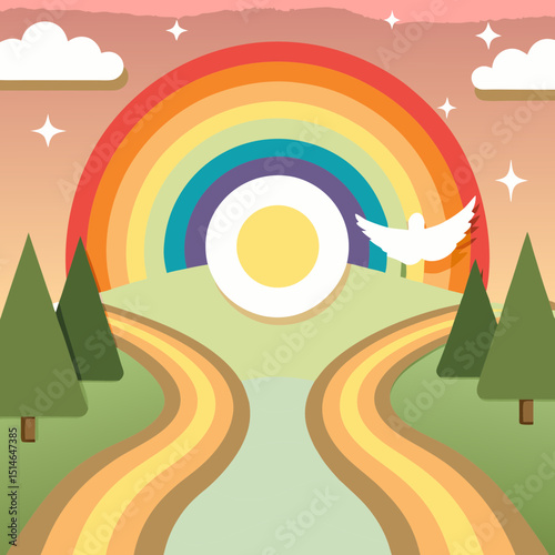 rainbow river sun dove