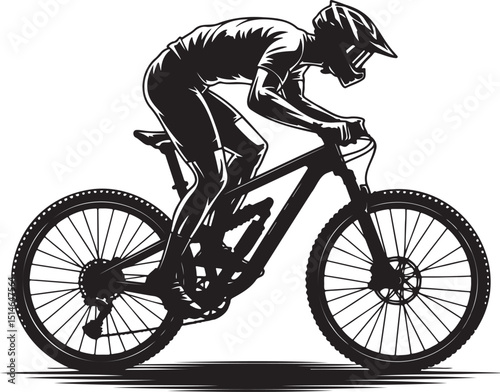 Cyclist silhouette vector illustration isolated On Transparent Background